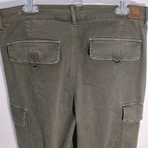 American Eagle Women Baggy Wide Leg Cargo Pants Size 16R Green Streetwear Skater - Picture 4 of 13